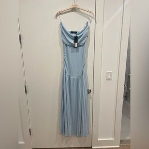 Lioness Blue Pleated Maxi Dress with Cowl Neck
